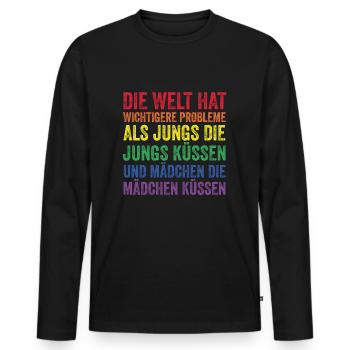 Regenbogenfahne - Männer Premium Bio Langarmshirt - Schwarz - Vorne - Nico (187cm)
