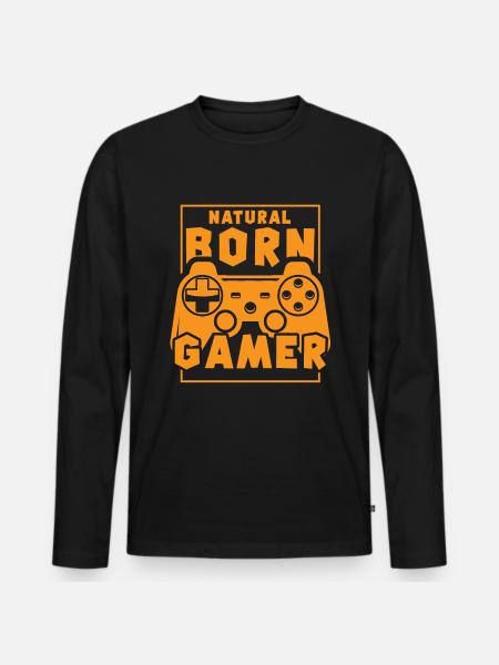 Natural Born Gamer - Men's Premium Organic Long Sleeve Shirt - black