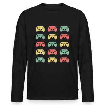 Geek Gaming Joystick - Männer Premium Bio Langarmshirt - Schwarz - Vorne - Nico (187cm)