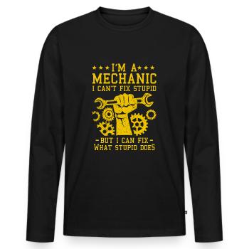 mechanic - Men's Premium Organic Long Sleeve Shirt - black - Front - Nico (187cm)