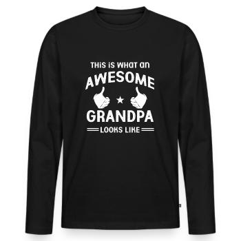 grandfather - Men's Premium Organic Long Sleeve Shirt - black - Front - Nico (187cm)