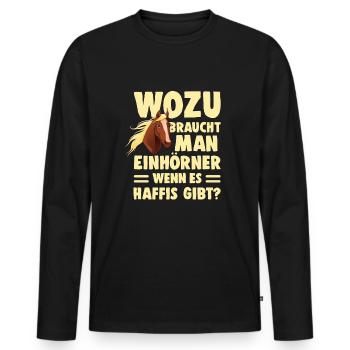 Haflinger Pferd Haffi Ponny Geschenk Reiten - Männer Premium Bio Langarmshirt - Schwarz - Vorne - Nico (187cm)