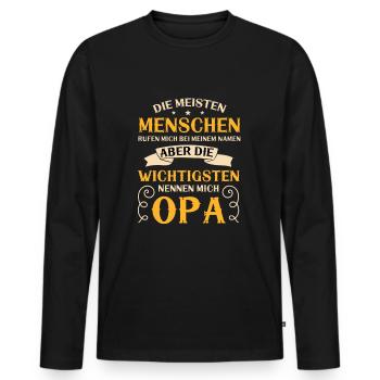 Opa - Männer Premium Bio Langarmshirt - Schwarz - Vorne - Nico (187cm)