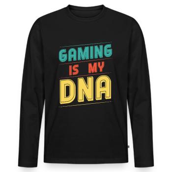 Gaming is my DNA - Männer Premium Bio Langarmshirt - Schwarz - Vorne - Nico (187cm)
