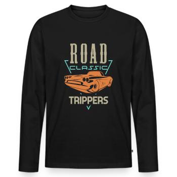 Road Classic Trippers - T-shirt manches longues Premium bio Homme - noir - Devant - Nico (187cm)