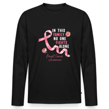 Brustkrebs - Männer Premium Bio Langarmshirt - Schwarz - Vorne - Nico (187cm)