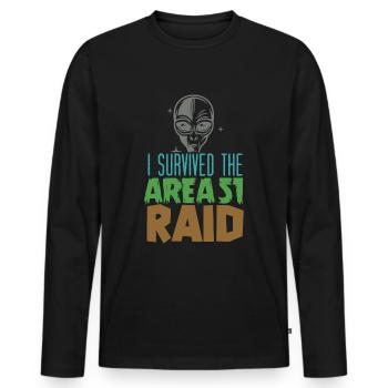 J'ai survécu au raid de la zone 51 - T-shirt manches longues Premium bio Homme - noir - Devant - Nico (187cm)