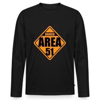 DANGER area 51 - Men's Premium Organic Long Sleeve Shirt - black - Front - Nico (187cm)