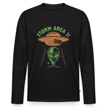 Storm area 51 - Men's Premium Organic Long Sleeve Shirt - black - Front - Nico (187cm)