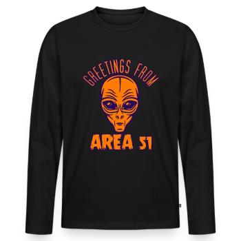 Salutations de la zone 51 - T-shirt manches longues Premium bio Homme - noir - Devant - Nico (187cm)