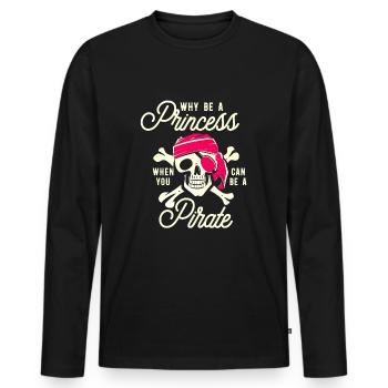 Piraten Shirt Mädchen Frauen Totenkopf Pirat - Männer Premium Bio Langarmshirt - Schwarz - Vorne - Nico (187cm)