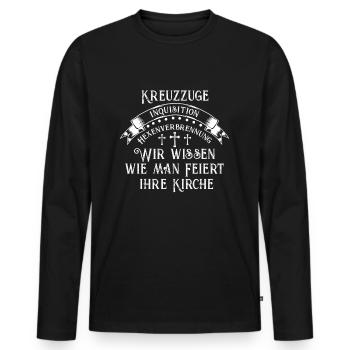 Jesus Shirt Gott Kirche Christliche Katholisch - Männer Premium Bio Langarmshirt - Schwarz - Vorne - Nico (187cm)