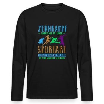 Zehnkampf - Männer Premium Bio Langarmshirt - Schwarz - Vorne - Nico (187cm)