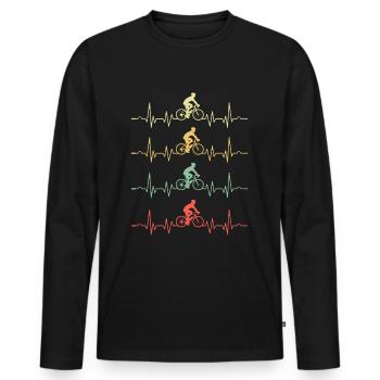 Fréquence cardiaque BIKE - T-shirt manches longues Premium bio Homme - noir - Devant - Nico (187cm)