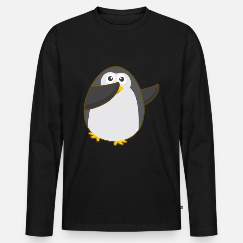 PENGUIN DAB - Männer Premium Bio Langarmshirt - Schwarz