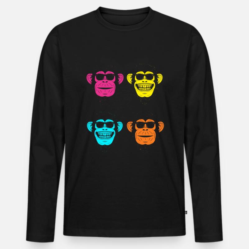 MONKEY RETRO SUNGLASSES - Männer Premium Bio Langarmshirt - Schwarz