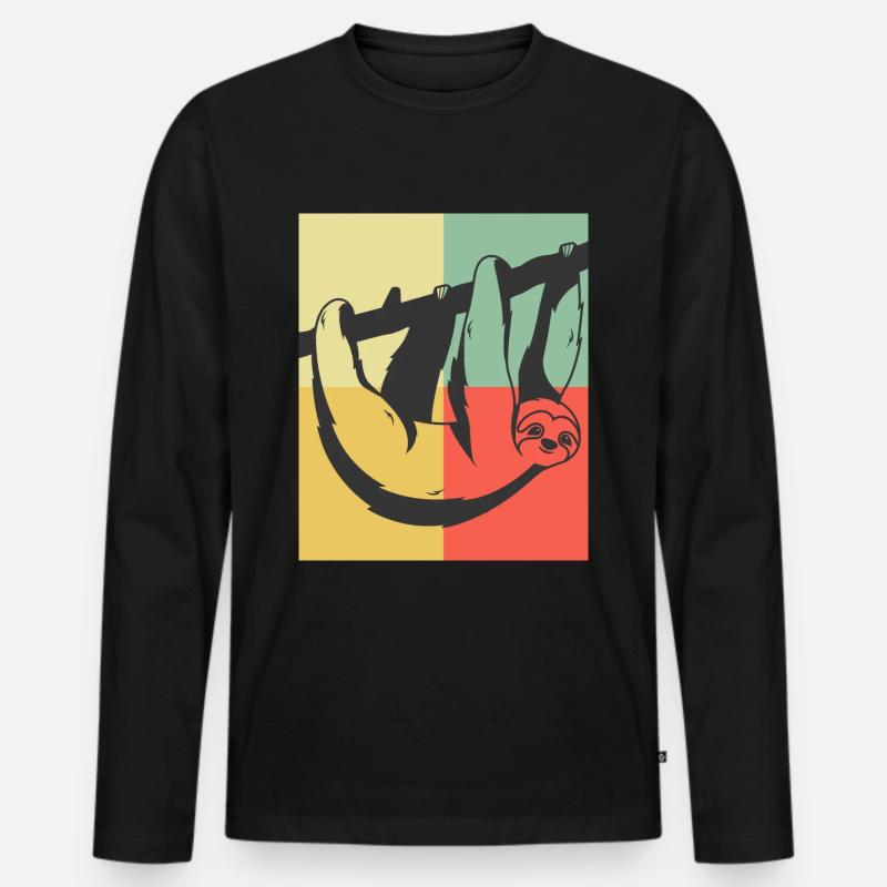 SLOTH - Männer Premium Bio Langarmshirt - Schwarz