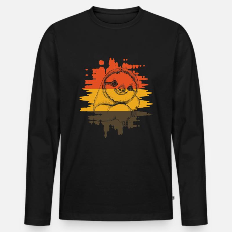 Sloth Faultier - Männer Premium Bio Langarmshirt - Schwarz