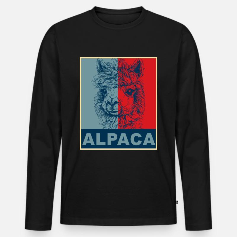 Alpaka Alpaca - Männer Premium Bio Langarmshirt - Schwarz