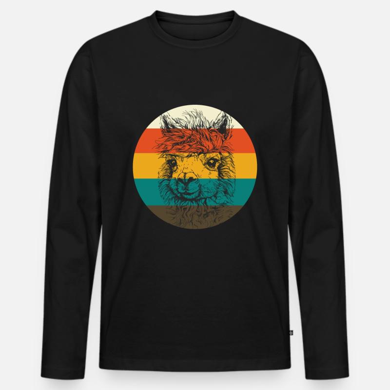Alpaka Alpaca - Männer Premium Bio Langarmshirt - Schwarz