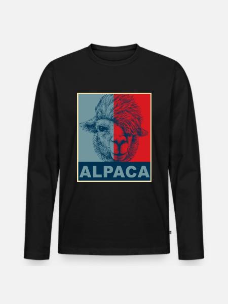 Alpaka Alpaca - Männer Premium Bio Langarmshirt - Schwarz