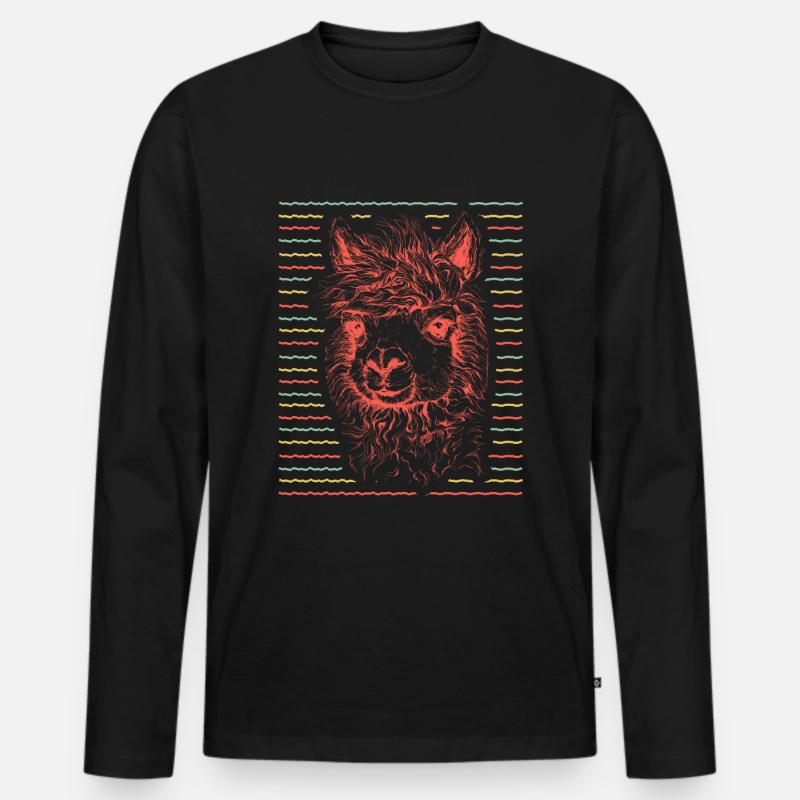 Alpaka Alpaca - Männer Premium Bio Langarmshirt - Schwarz