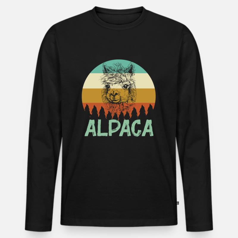 Alpaka Alpaca - Männer Premium Bio Langarmshirt - Schwarz