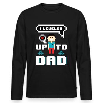 Papa va jouer Geek Retro Gamer Père - T-shirt manches longues Premium bio Homme - noir - Devant - Nico (187cm)