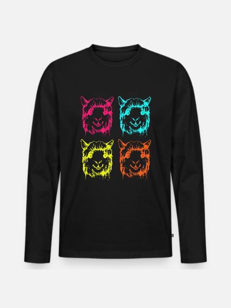 Alpaka - Männer Premium Bio Langarmshirt - Schwarz