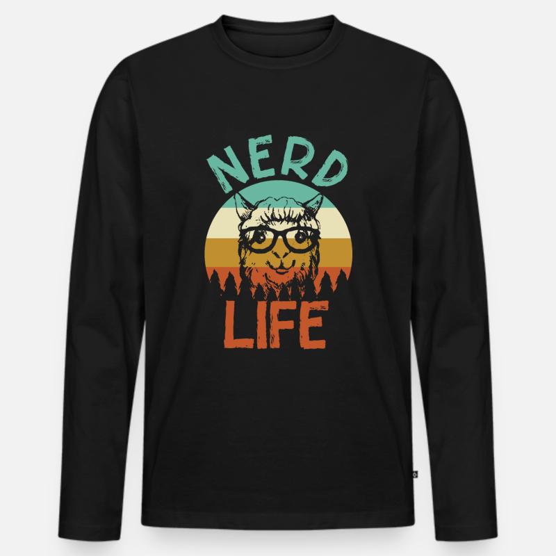 NERD LIFE ALPAKA - Männer Premium Bio Langarmshirt - Schwarz