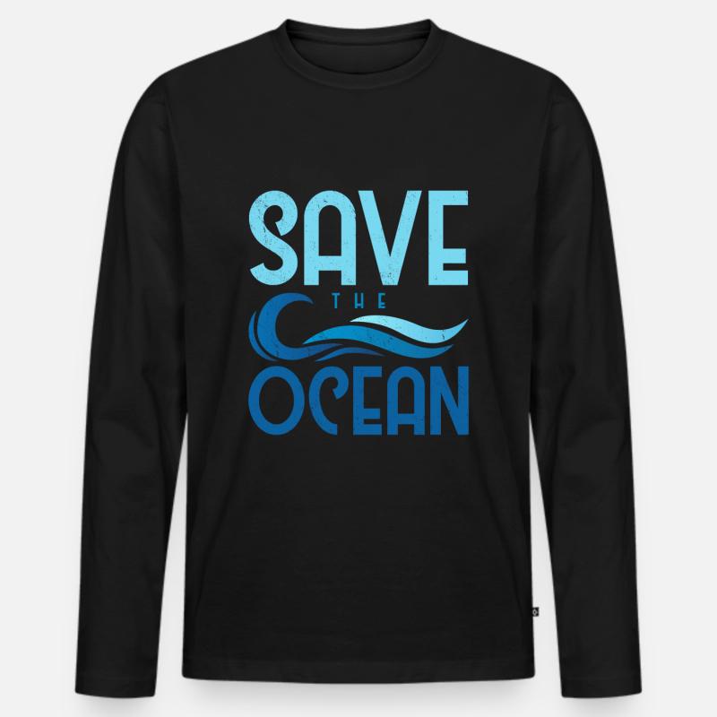 Save the Ocean - Männer Premium Bio Langarmshirt - Schwarz