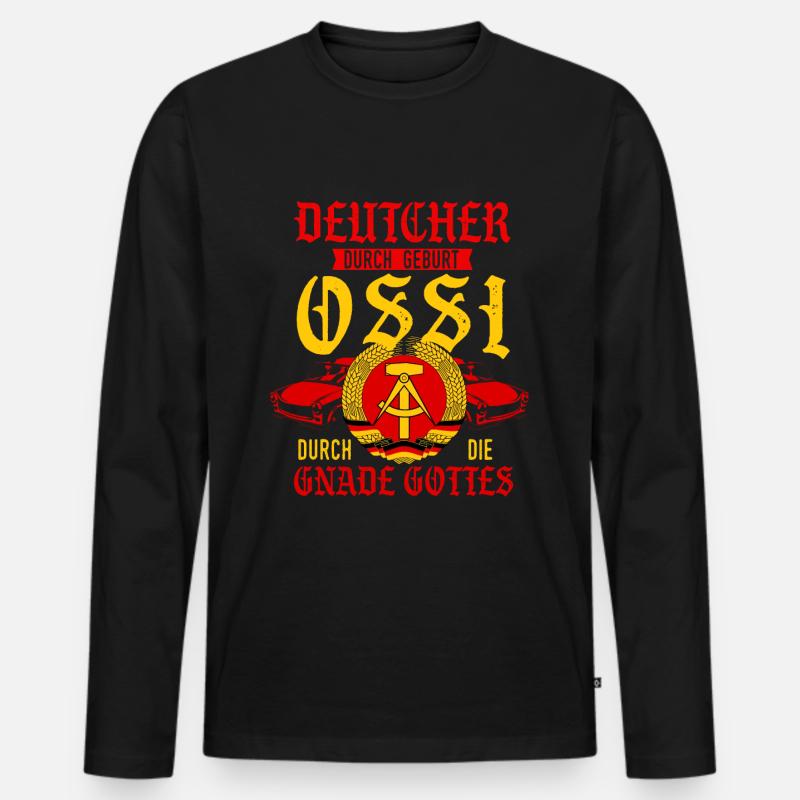 Ossi - Männer Premium Bio Langarmshirt - Schwarz
