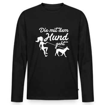 The dog goes - Men's Premium Organic Long Sleeve Shirt - black - Front - Nico (187cm)