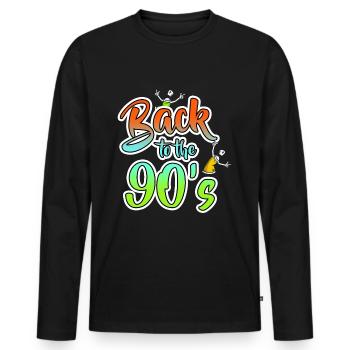 90er - Männer Premium Bio Langarmshirt - Schwarz - Vorne - Nico (187cm)