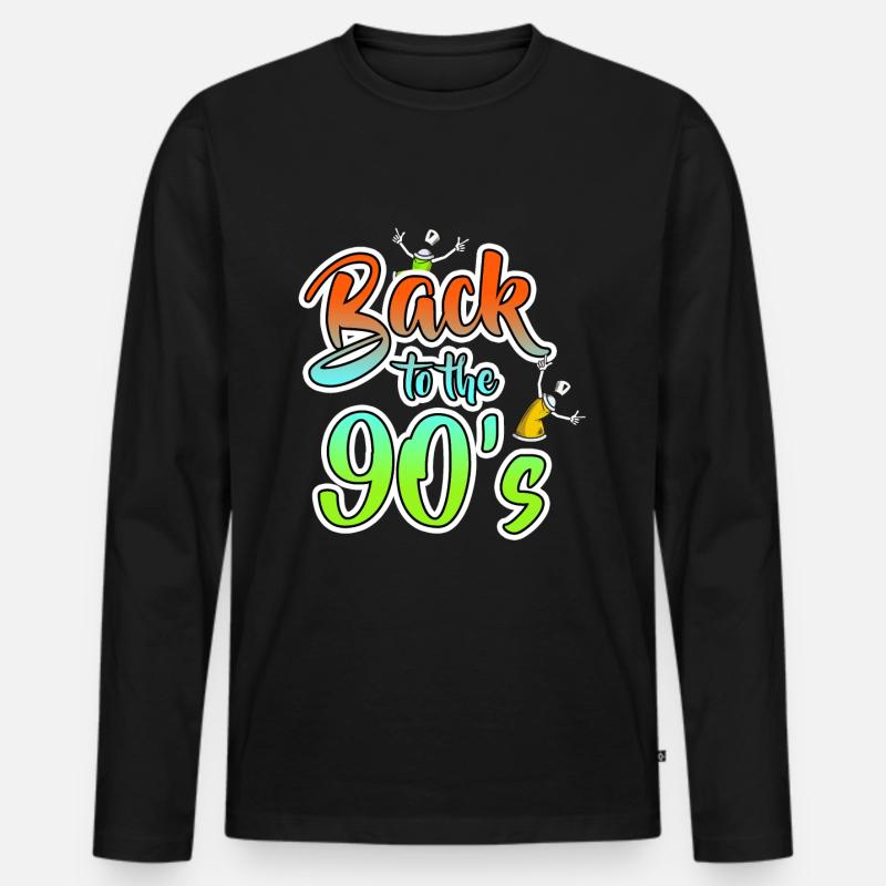 90er - Männer Premium Bio Langarmshirt - Schwarz