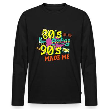 Tenue de fête des années 90 - T-shirt manches longues Premium bio Homme - noir - Devant - Nico (187cm)