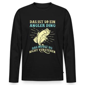 Angler - Männer Premium Bio Langarmshirt - Schwarz - Vorne - Nico (187cm)