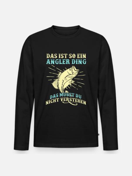 Angler - Männer Premium Bio Langarmshirt - Schwarz