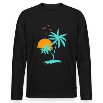 Miami Beach - T-shirt manches longues Premium bio Homme - noir - Devant - Nico (187cm)