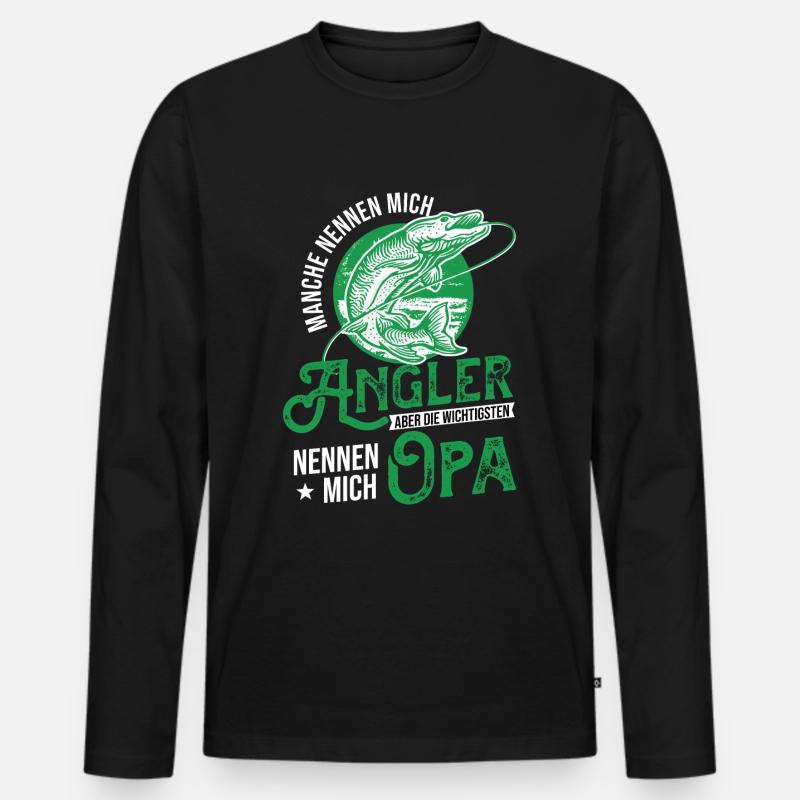 Angler Opa - Männer Premium Bio Langarmshirt - Schwarz