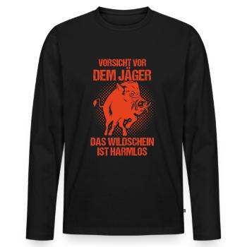 Jäger - Männer Premium Bio Langarmshirt - Schwarz - Vorne - Nico (187cm)