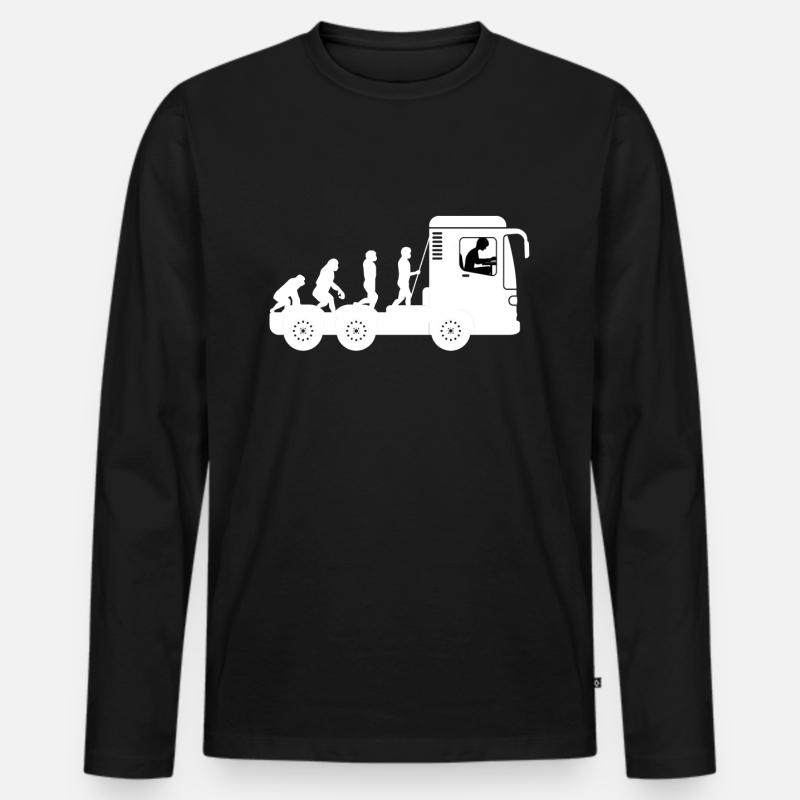 LKW Fahrer Evolution - Männer Premium Bio Langarmshirt - Schwarz