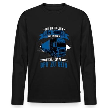 Opa LKW Fahrer Opa Werden Überraschung 2020 - Männer Premium Bio Langarmshirt - Schwarz - Vorne - Nico (187cm)