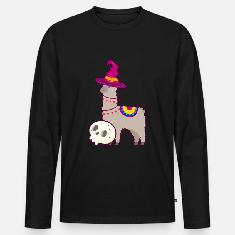 ALPACA HALLOWEEN Alpaka Karneval - Männer Premium Bio Langarmshirt - Schwarz