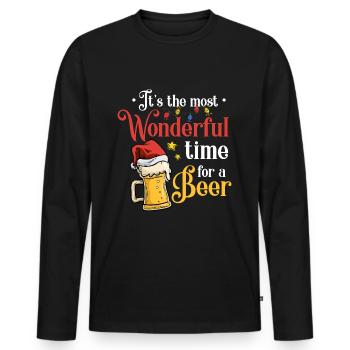 Drôle Fête De Bière De Noël Célébrer Après Ski - T-shirt manches longues Premium bio Homme - noir - Devant - Nico (187cm)