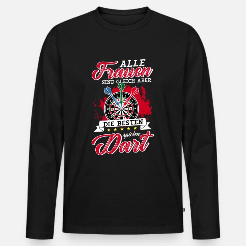 Dart Frauen - Männer Premium Bio Langarmshirt - Schwarz