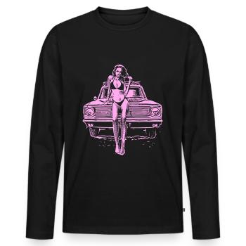 2reborn THE CAR GIRL Country Route Auto Bikini Sum - Men's Premium Organic Long Sleeve Shirt - black - Front - Nico (187cm)