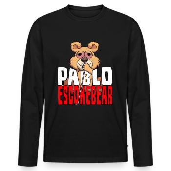 Cocaine Line Nose Bear Teddy Pablo Eskoksbär - Men's Premium Organic Long Sleeve Shirt - black - Front - Nico (187cm)