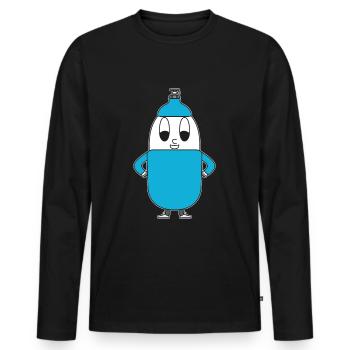 Helium-Flasche Ei - Männer Premium Bio Langarmshirt - Schwarz - Vorne - Nico (187cm)