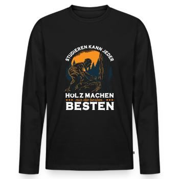 Lumberjack Saying Can Study Any Forester - Men's Premium Organic Long Sleeve Shirt - black - Front - Nico (187cm)